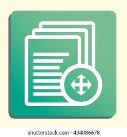 Vector illustration of files arrows sign icon on green light background.