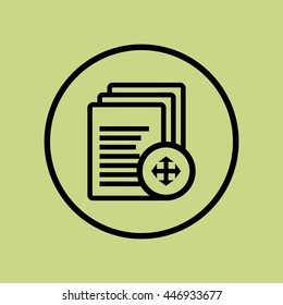 Vector illustration of files arrows sign icon on green circle background.