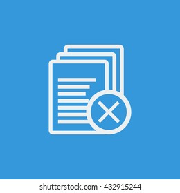 Vector illustration of files cancel sign icon on blue background.