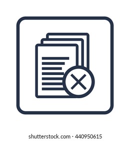 Vector illustration of files cancel sign icon on blue round background.