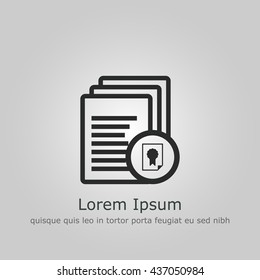 Vector illustration of files certificate sign icon on grey background.