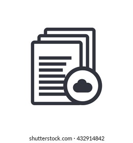 Vector illustration of files cloud sign icon on white background.