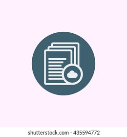 Vector illustration of files cloud sign icon on blue circle background.