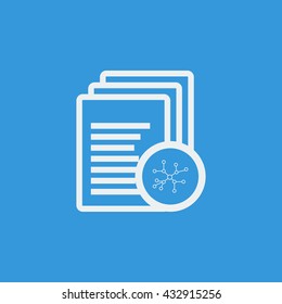 Vector illustration of files connection sign icon on blue background.