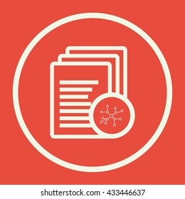 Vector illustration of files connection sign icon on red background.