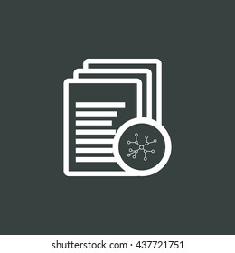 Vector illustration of files connection sign icon on dark background.