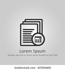 Vector illustration of files date sign icon on grey background.