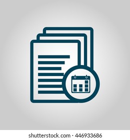 Vector illustration of files date sign icon on grey background.