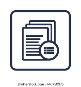 Vector illustration of files detail sign icon on blue round background.