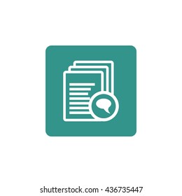 Vector illustration of files discussion sign icon on green background.