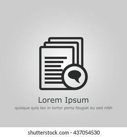 Vector illustration of files discussion sign icon on grey background.