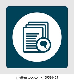 Vector illustration of files discussion sign icon on blue background.