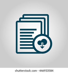 Vector illustration of files download sign icon on grey background.