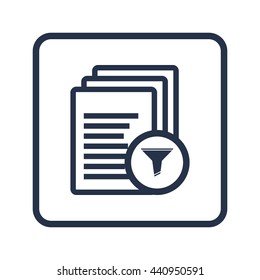 Vector illustration of files filter sign icon on blue round background.