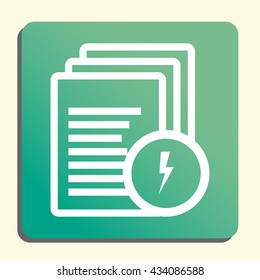Vector illustration of files flash sign icon on green light background.
