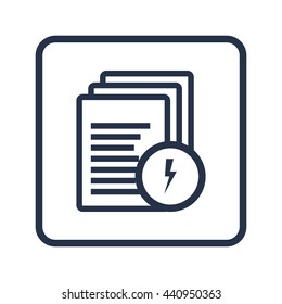 Vector illustration of files flash sign icon on blue round background.