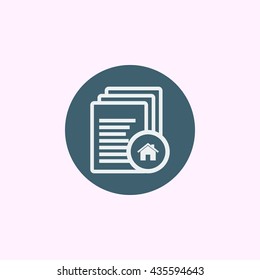 Vector illustration of files home sign icon on blue circle background.