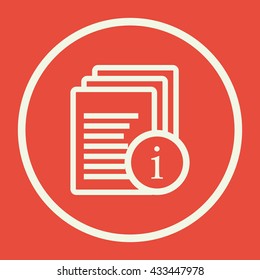 Vector illustration of files info sign icon on red background.