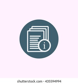 Vector illustration of files info sign icon on blue circle background.