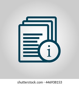 Vector illustration of files info sign icon on grey background.