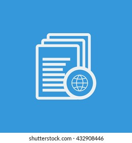 Vector illustration of files internet sign icon on blue background.
