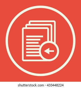 Vector illustration of files left sign icon on red background.