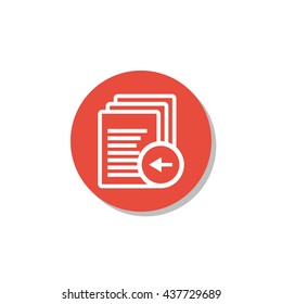 Vector illustration of files left sign icon on red circle background.