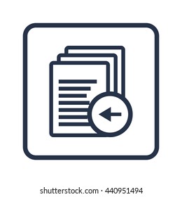 Vector illustration of files left sign icon on blue round background.