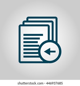 Vector illustration of files left sign icon on grey background.