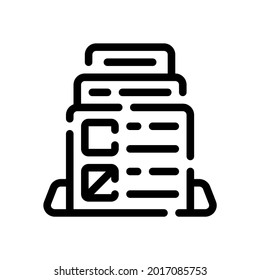 ilustración vectorial del icono de línea de archivos. Tres documentos se acumulan