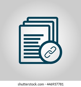 Vector illustration of files link sign icon on grey background.
