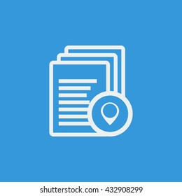 Vector illustration of files location sign icon on blue background.