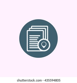 Vector illustration of files location sign icon on blue circle background.