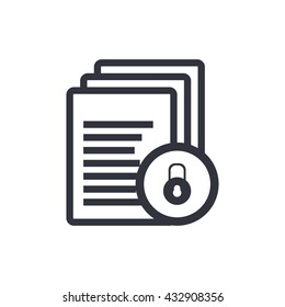 Vector illustration of files lock close sign icon on white background.