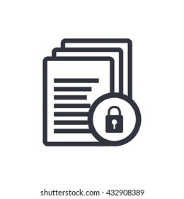 Vector illustration of files lock sign icon on white background.