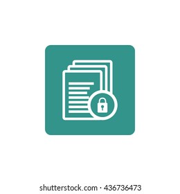 Vector illustration of files lock sign icon on green background.