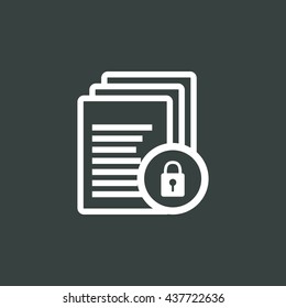Vector illustration of files lock sign icon on dark background.