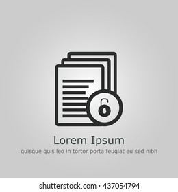 Vector illustration of files open sign icon on grey background.