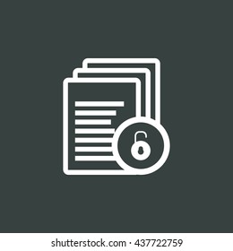 Vector illustration of files open sign icon on dark background.