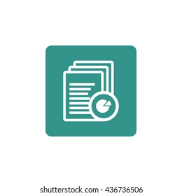 Vector illustration of files pie graph sign icon on green background.