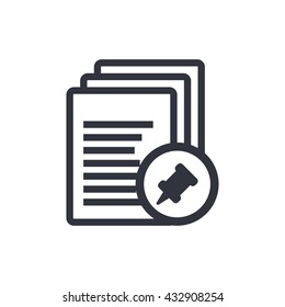 Vector illustration of files pin sign icon on white background.