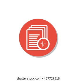 Vector illustration of files pulse sign icon on red circle background.