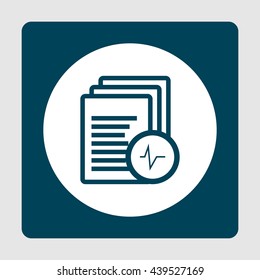 Vector illustration of files pulse sign icon on blue background.