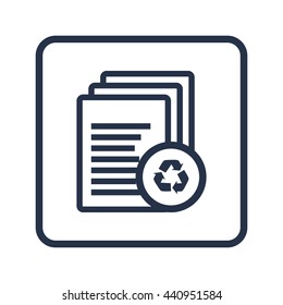 Vector illustration of files recycle sign icon on blue round background.