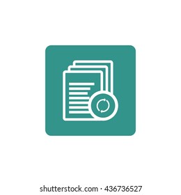 Vector illustration of files refresh sign icon on green background.