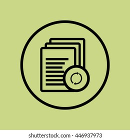 Vector illustration of files refresh sign icon on green circle background.