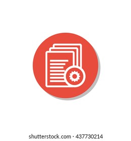 Vector illustration of files settings sign icon on red circle background.