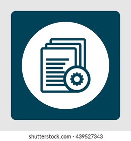 Vector illustration of files settings sign icon on blue background.