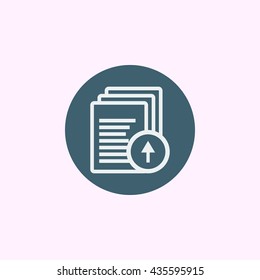 Vector illustration of files up sign icon on blue circle background.