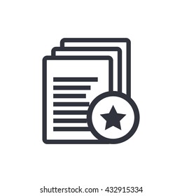Vector illustration of files star sign icon on white background.